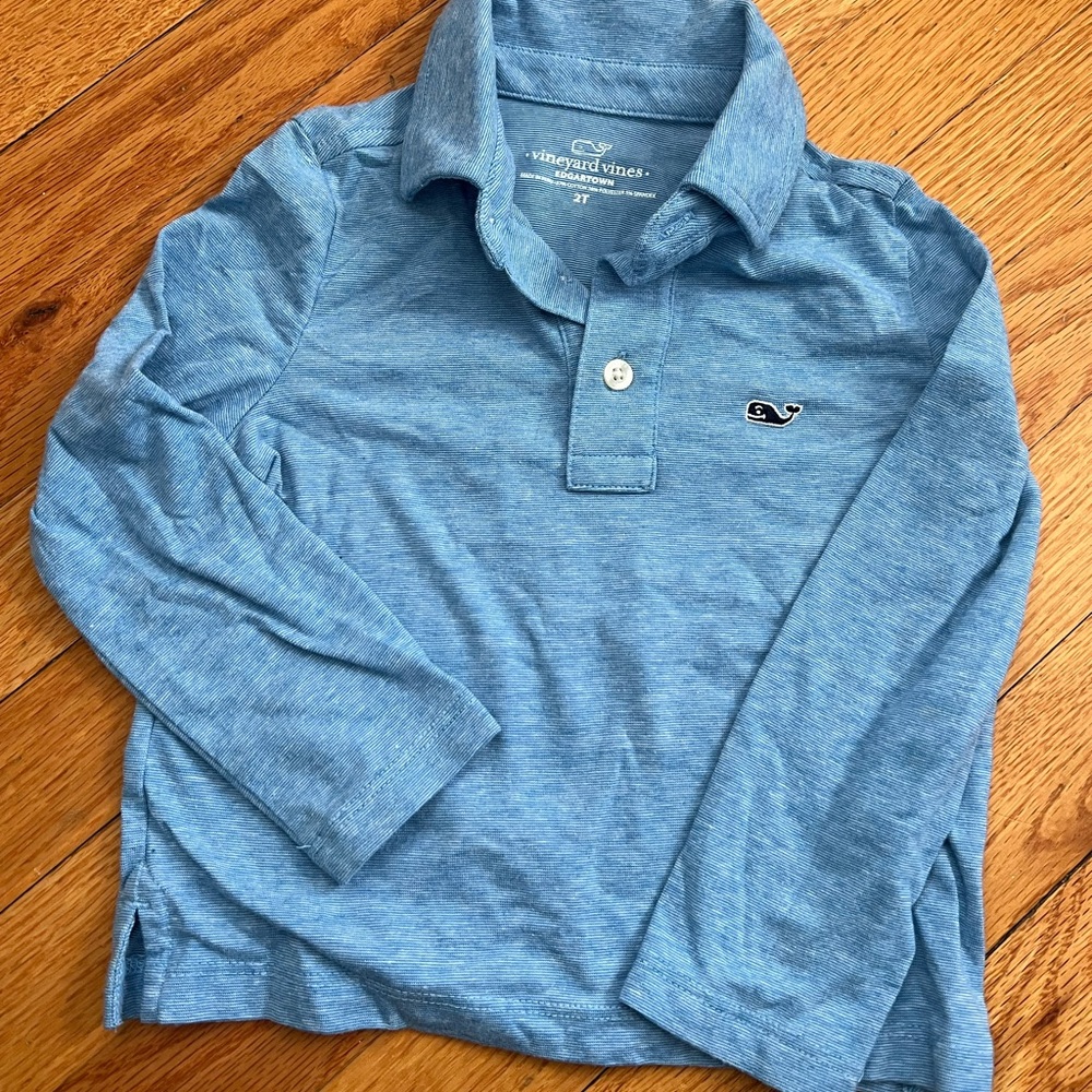 Blue striped half button 2T vineyard vines